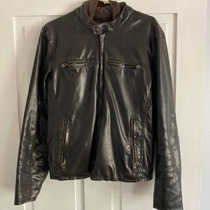 Levi faux leather hooded jacket